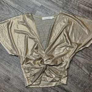 Anthropologie metallic gold crop top NWOT